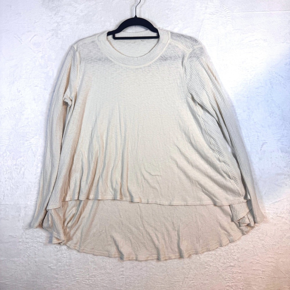 Lululemon Dare to DrapeTop Ribbed High Low‎ Hem Cream/Oatmeal Womens L